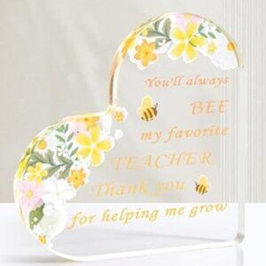 Teacher Appreciation Gifts for Women / Men Thank You Engraved Acrylic Heart Bee